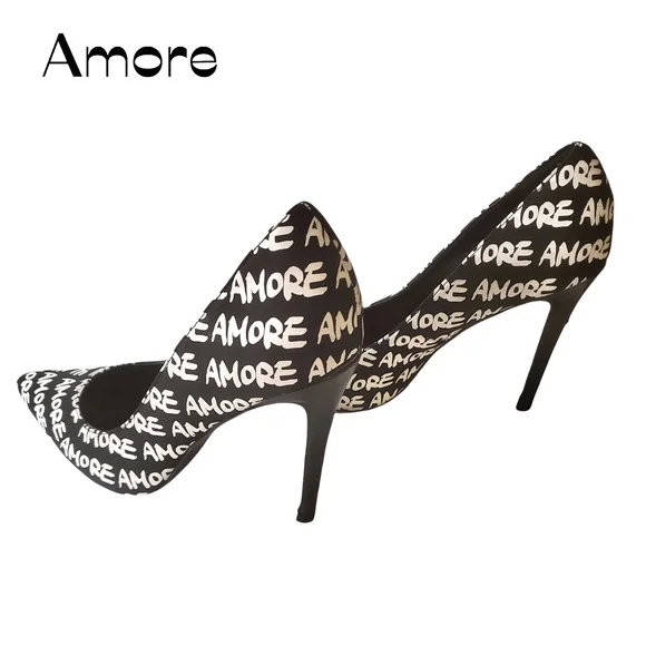 Amore Stilletto Graffiti Shoe Republic Black and White Size 10 - Picture 2 of 8
